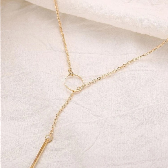 3/$30 Gold Bar Lariat Necklace - Picture 2 of 2